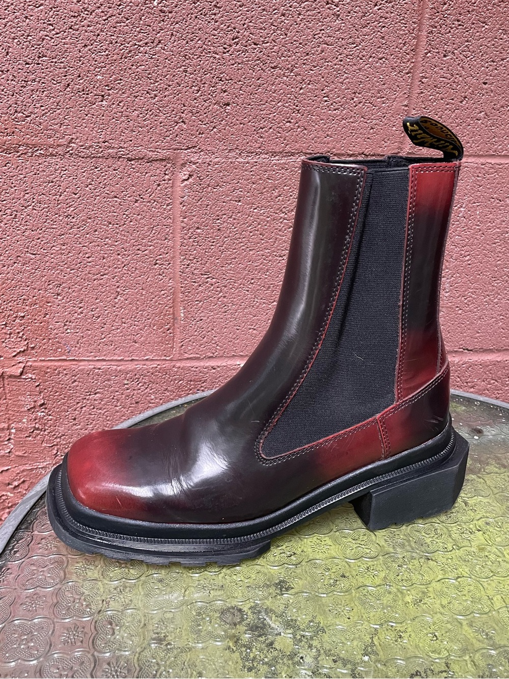 Dr Martens Maybole Square Toe Platform Chelsea Boots 9 Black / Cherry Red - Picture 5 of 14